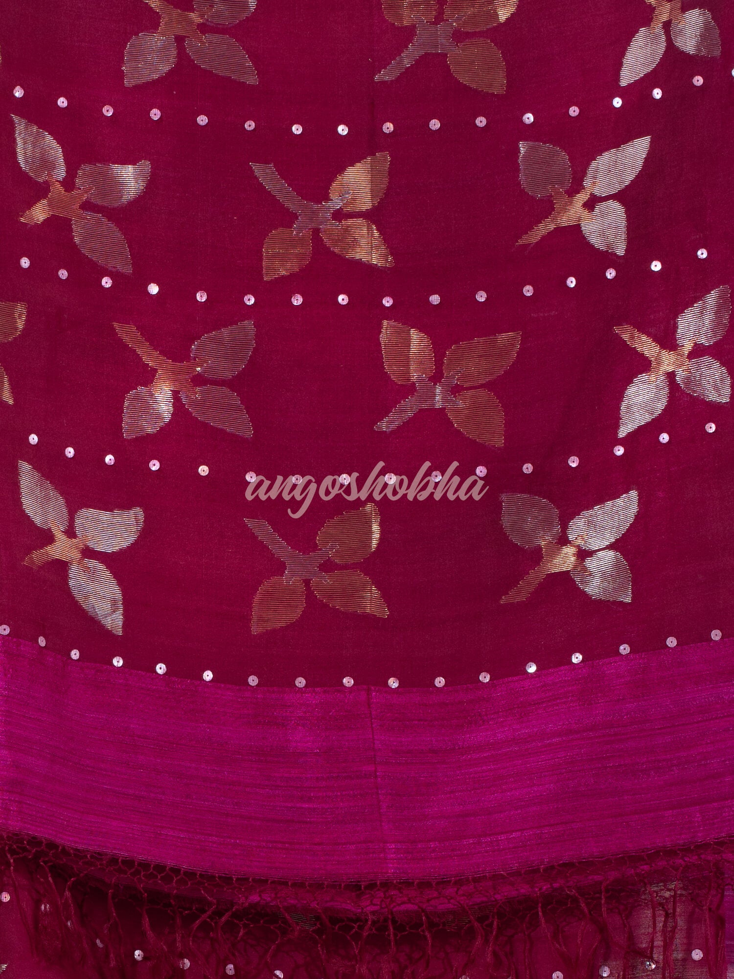 Traditional Magenta Matka Silk Sequin Soft Jamdani Saree