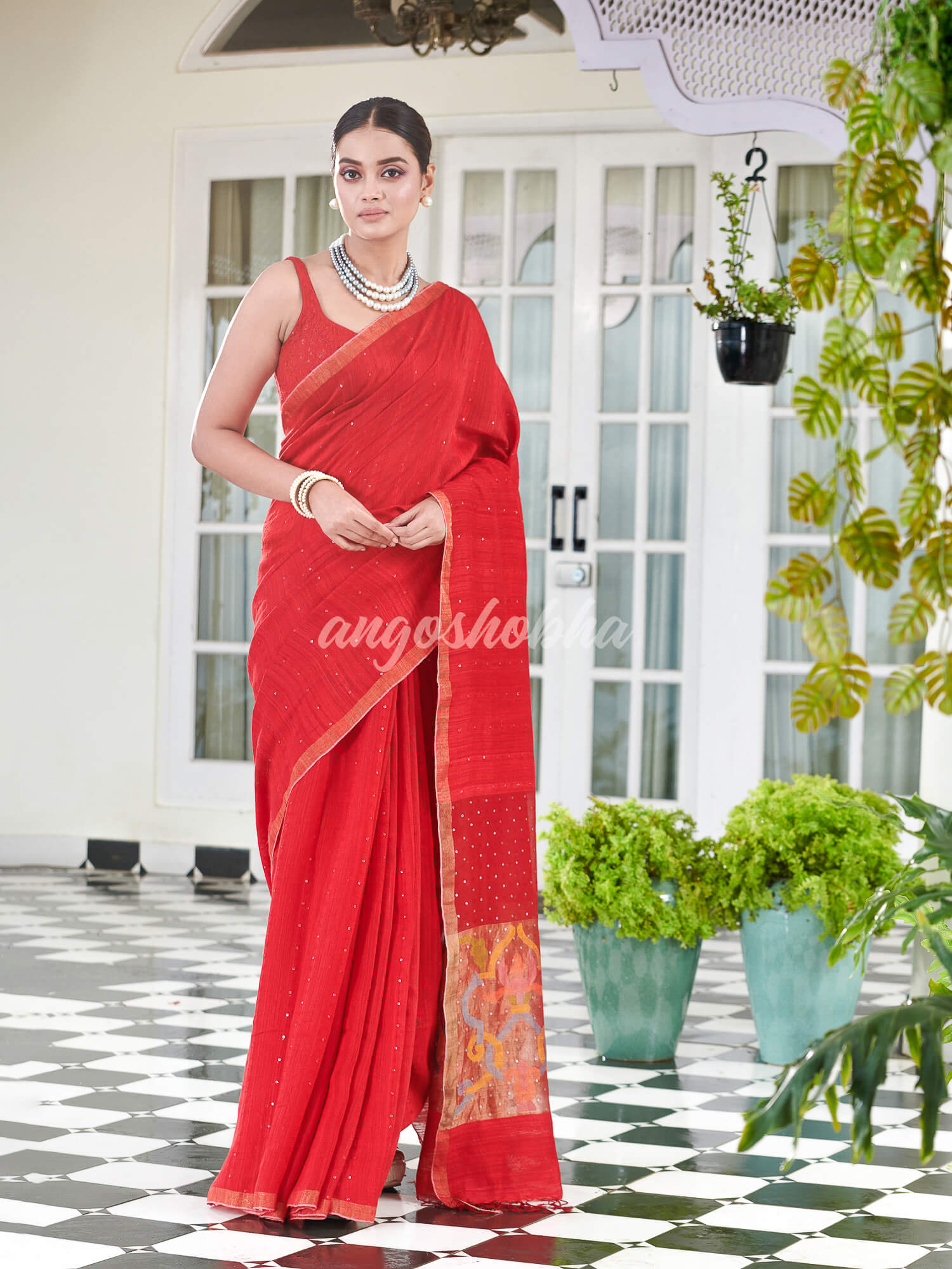 Red Paithani Matka Silk Handwoven Saree