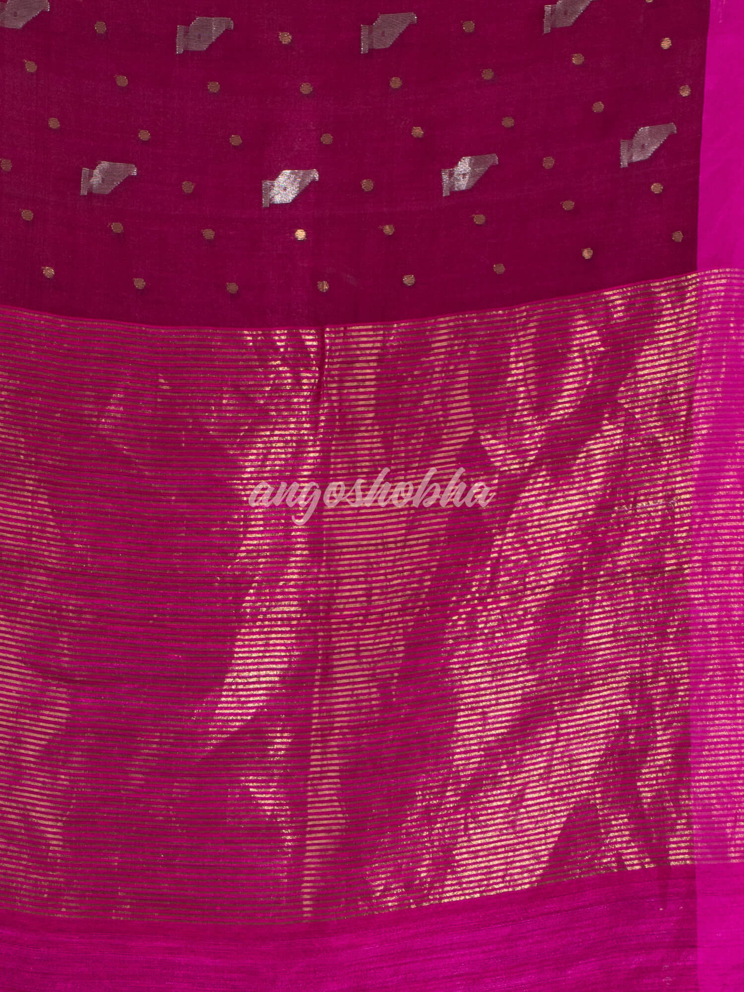 Amaranth Magenta Half Half Matka Silk Handwoven Saree