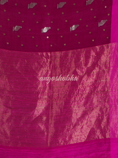 Amaranth Magenta Half Half Matka Silk Handwoven Saree