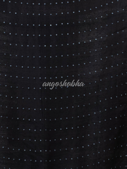 Black Colour Half Half Silk Matka Sequins Handwoven Saree