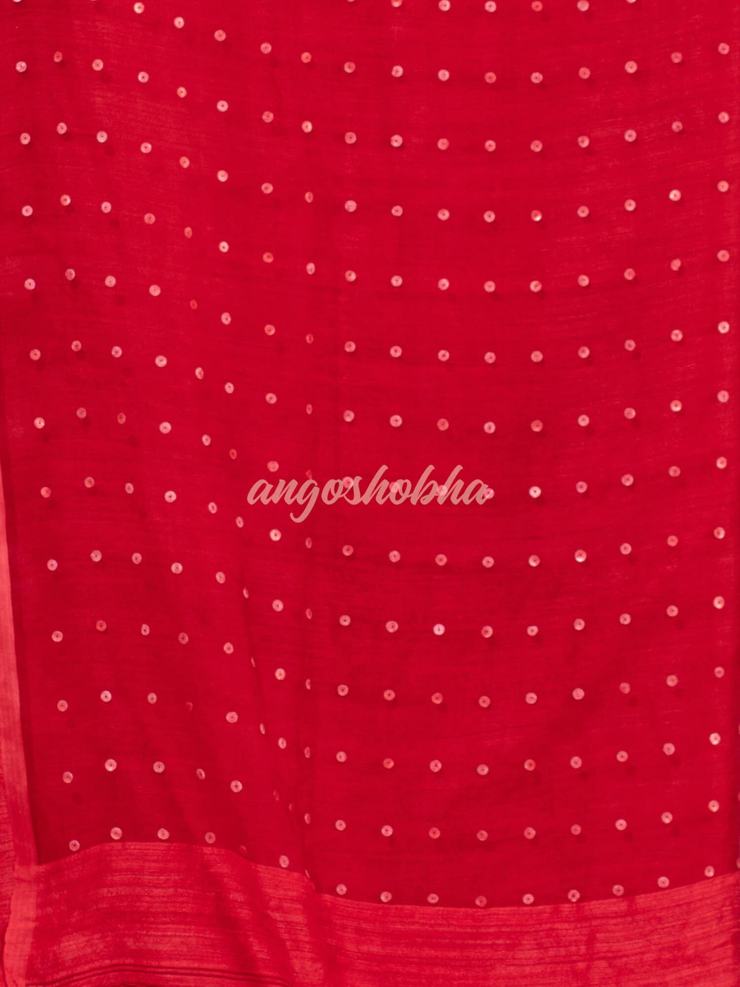 Red Colour Half Half Silk Matka Sequins Handwoven Saree