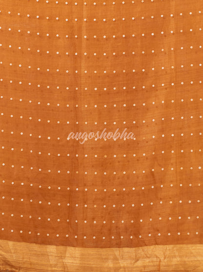 Golden Colour Half Half Silk Matka Sequins Handwoven Saree