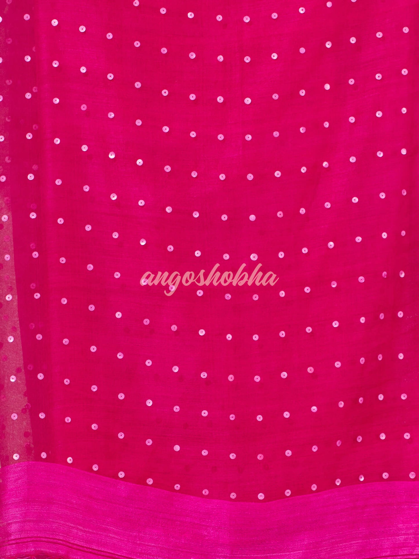 Fuchsia Colour Half Half Silk Matka Sequins Handwoven Saree