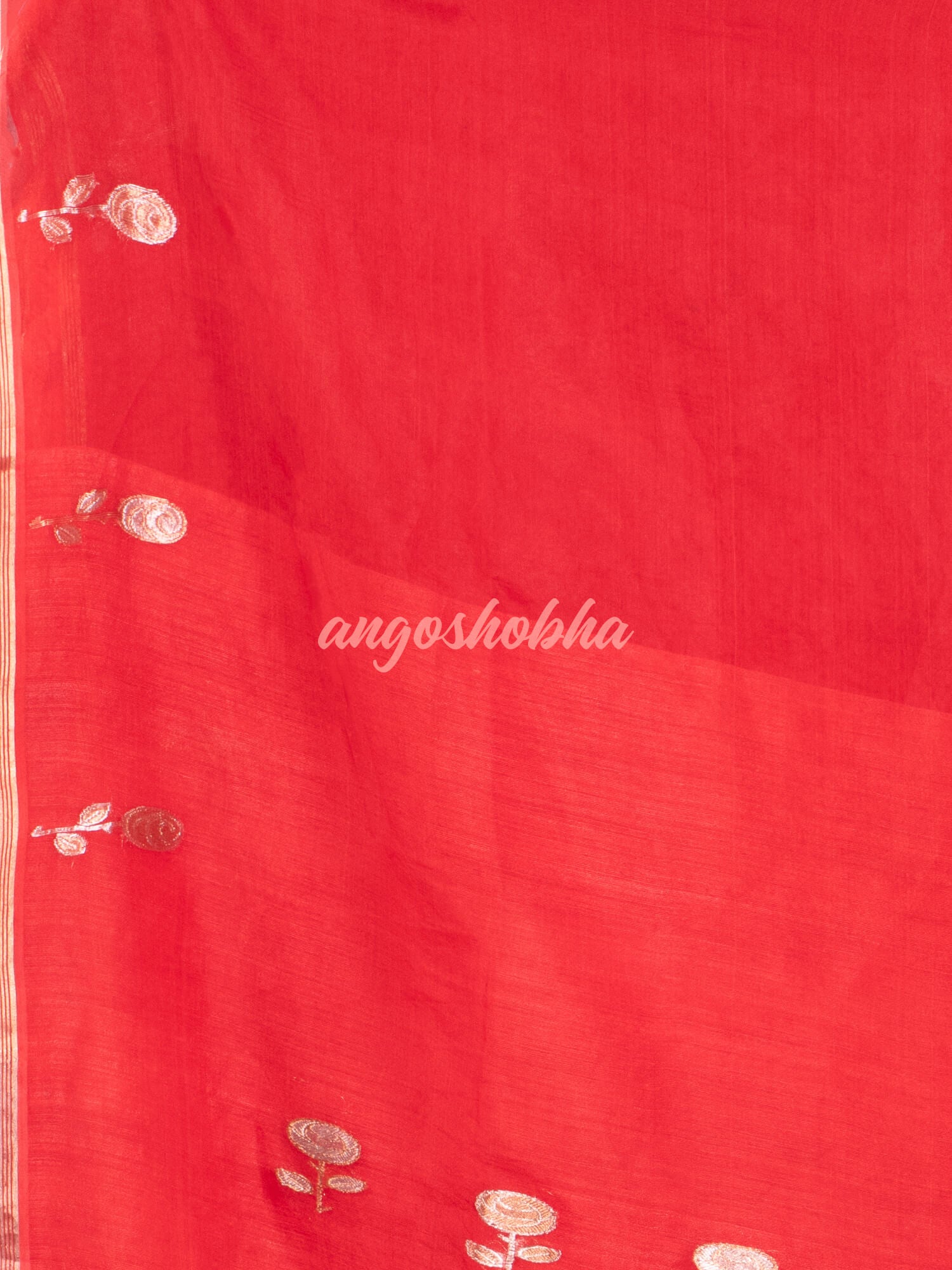 Traditional red Muslin Silk Zari Work Handloom Saree