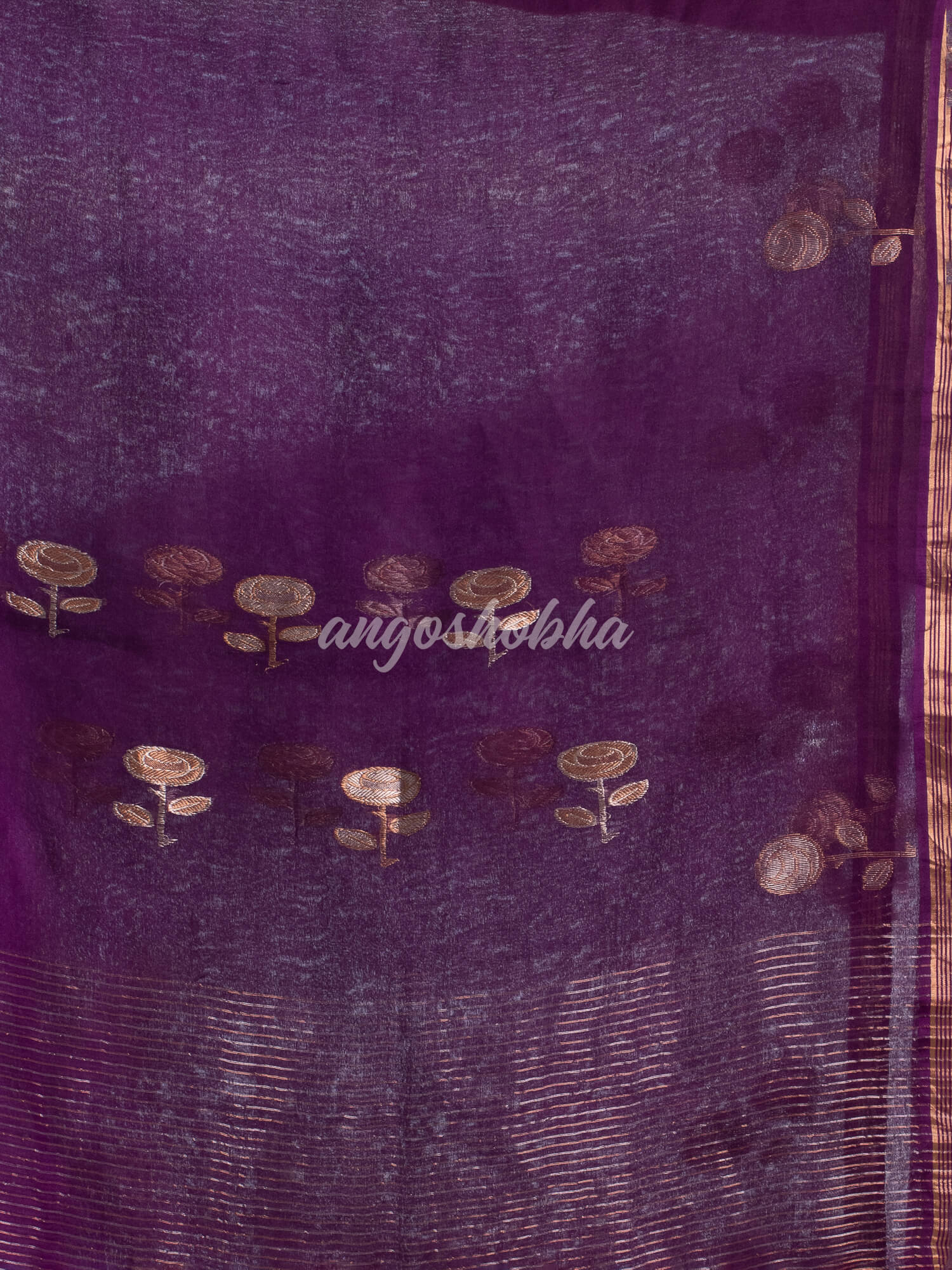 Traditional Purple Muslin Silk Zari Work Handloom Saree
