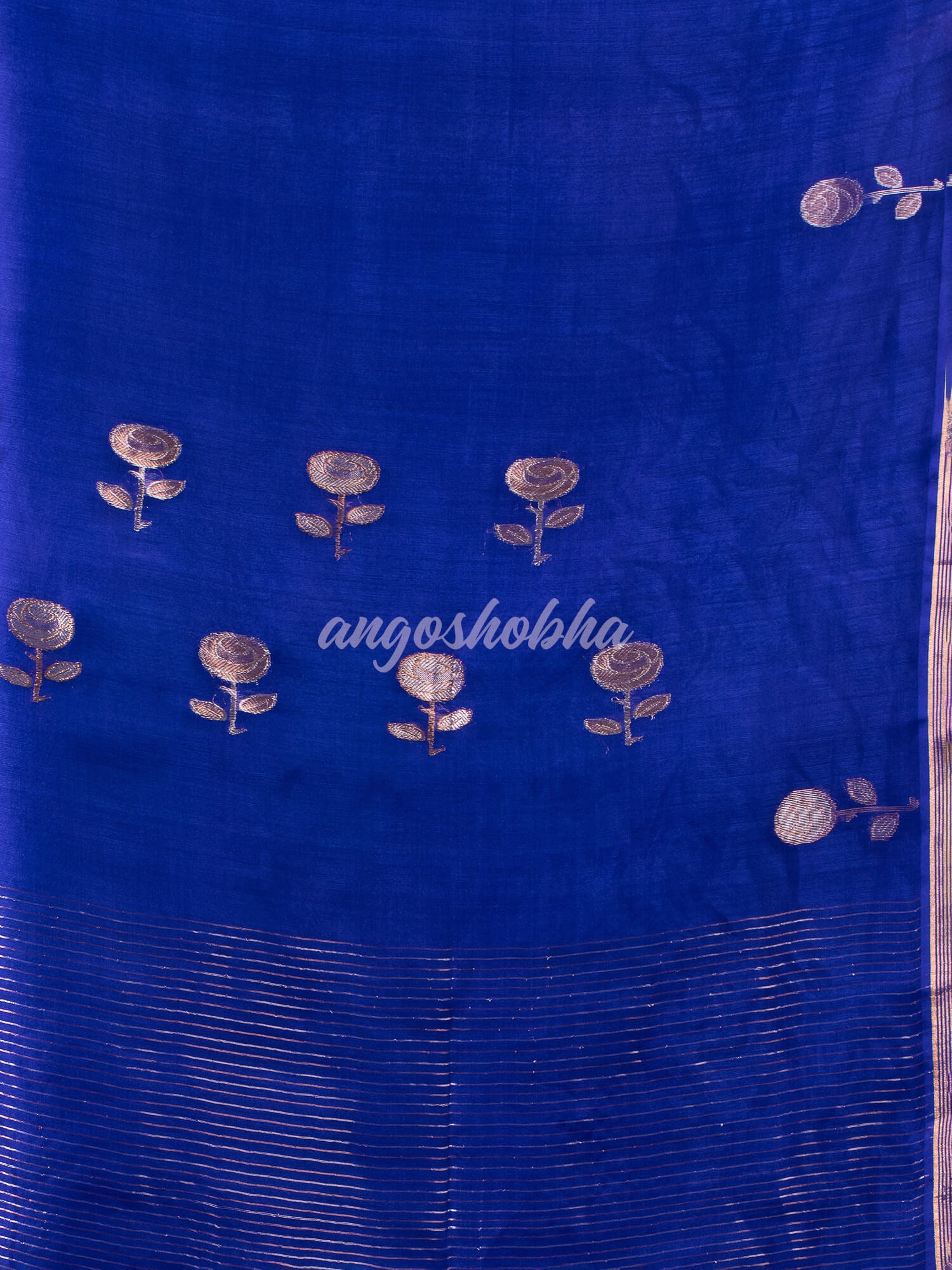 Traditional Blue Muslin Silk Zari Work Handloom Saree