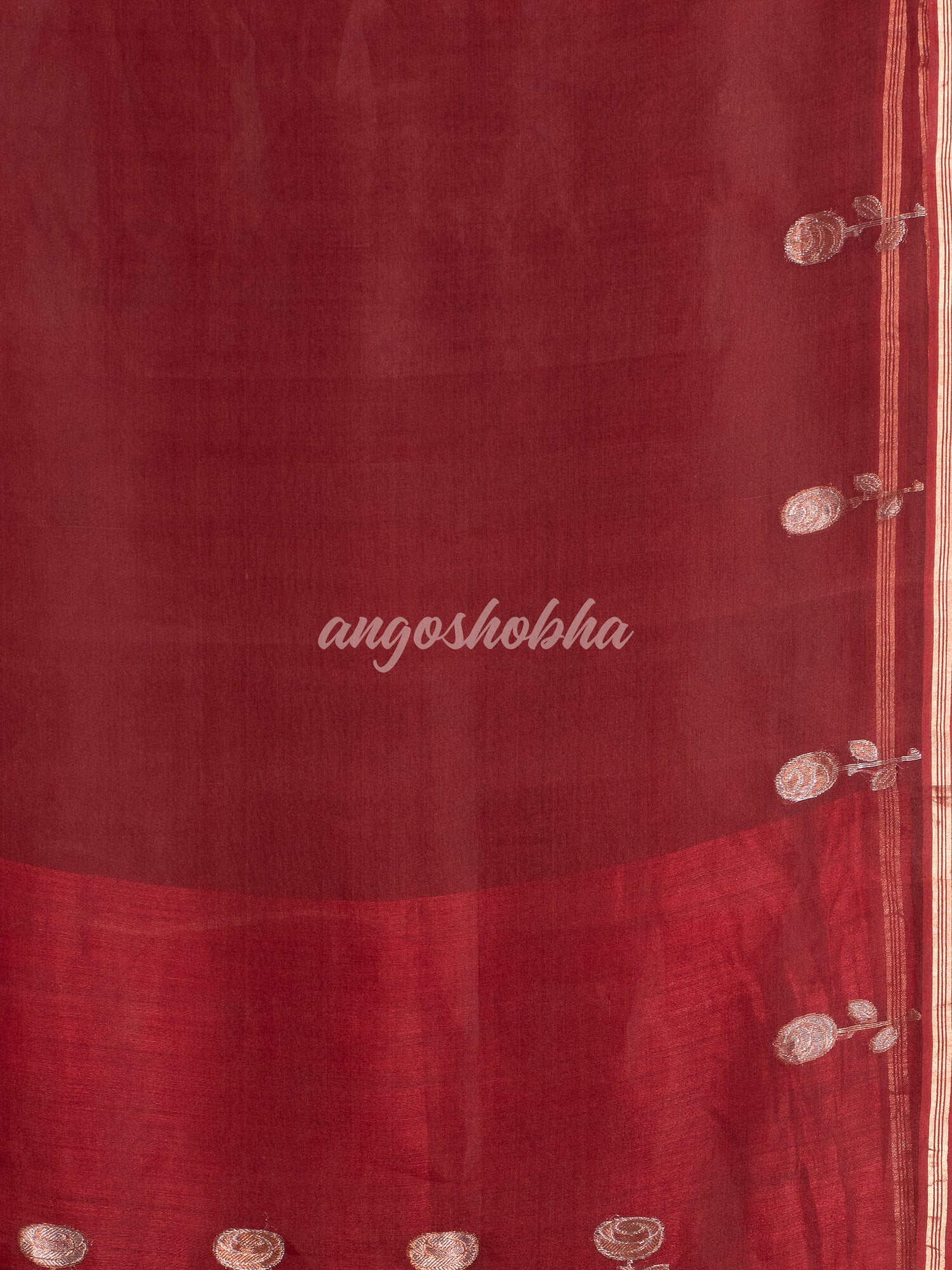 Traditional Marron Muslin Silk Zari Work Handloom Saree