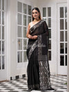 Traditional Black Muslin Silk Zari Work Handloom Saree