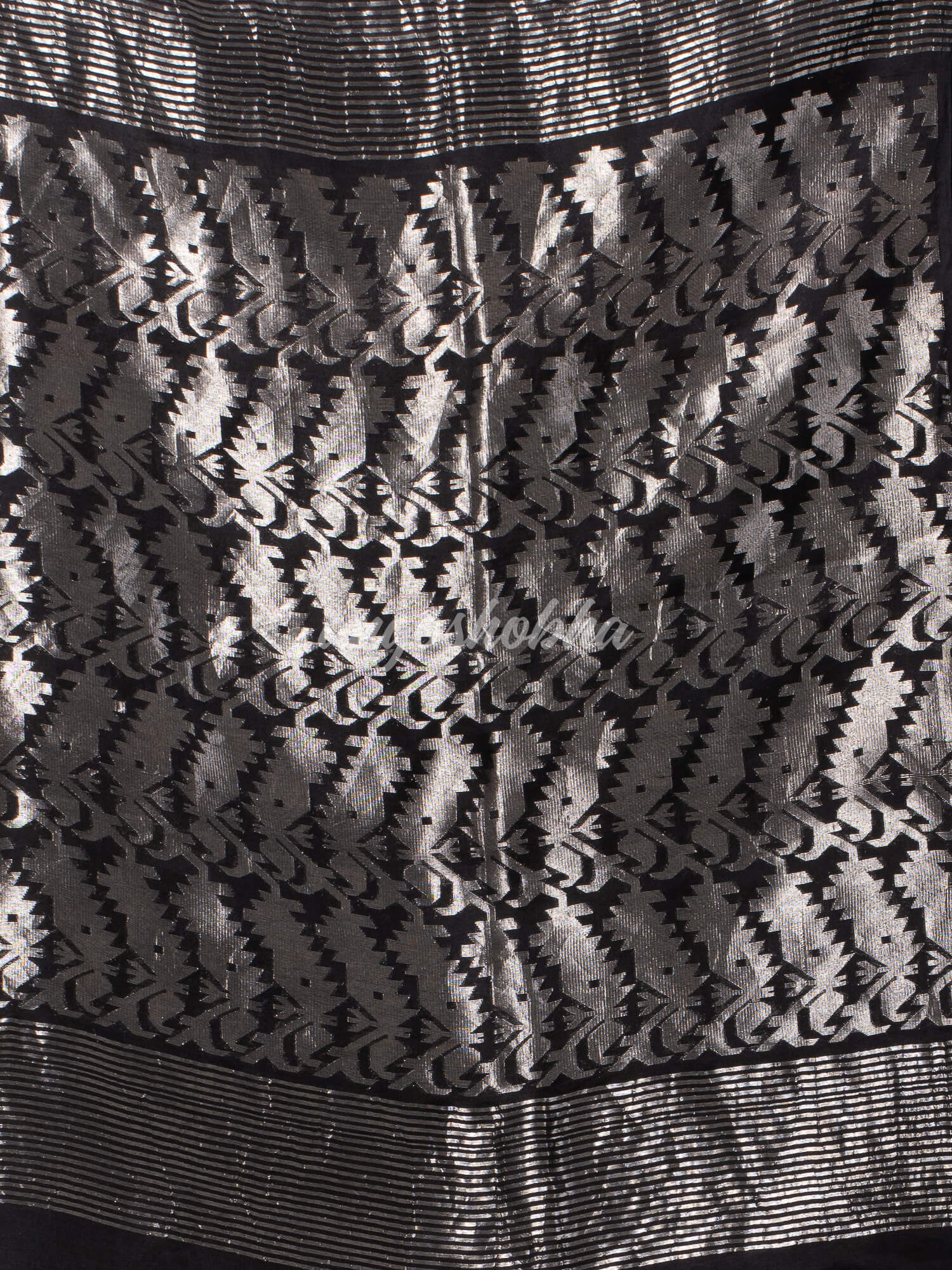 Traditional Black Muslin Silk Zari Work Handloom Saree