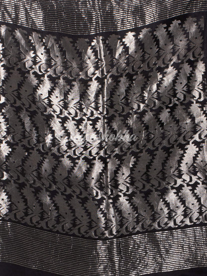 Traditional Black Muslin Silk Zari Work Handloom Saree
