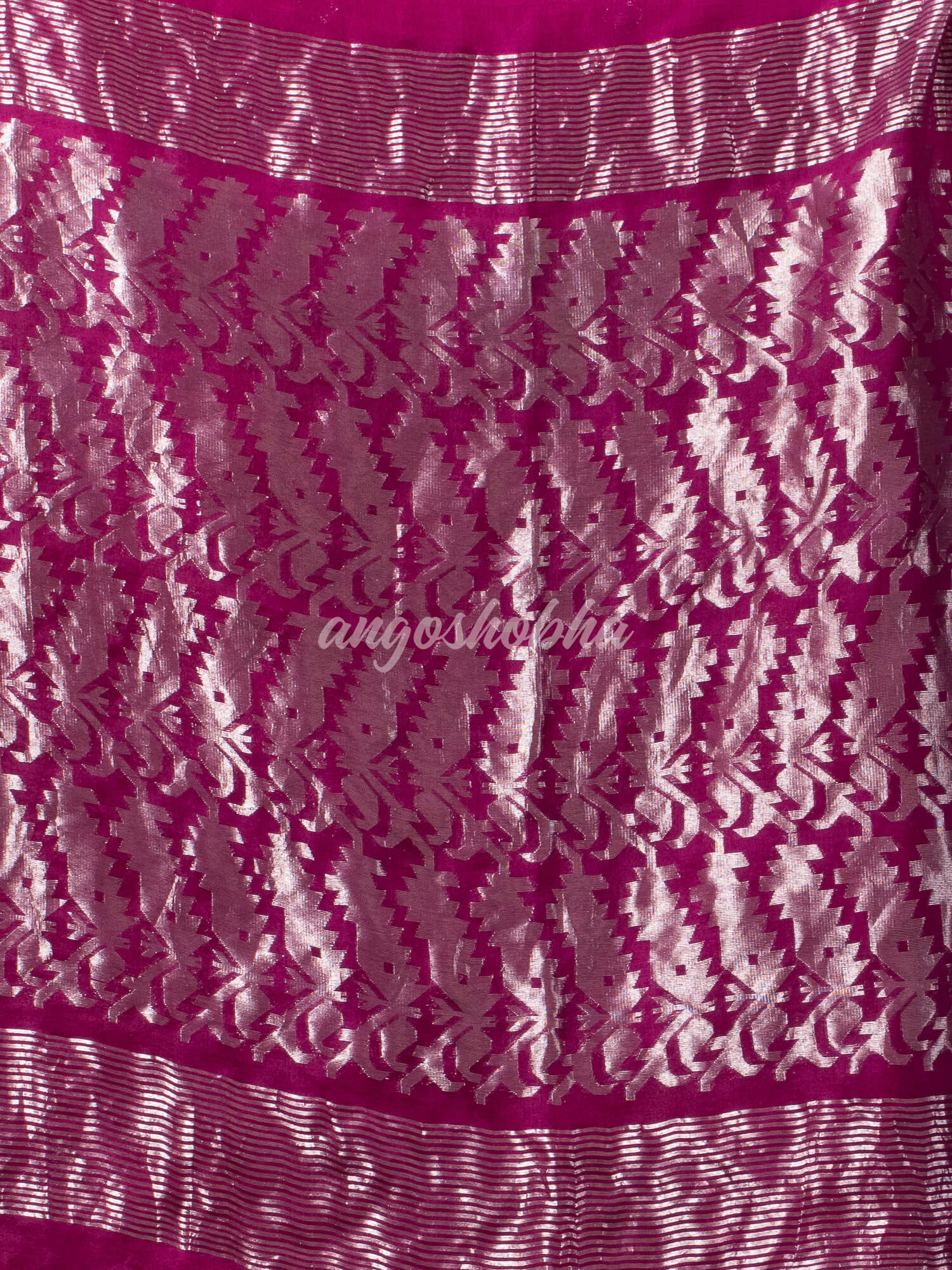Traditional Magenta Muslin Silk Zari Work Handloom Saree