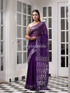 Traditional Purple Muslin Silk Zari Work Handloom Saree
