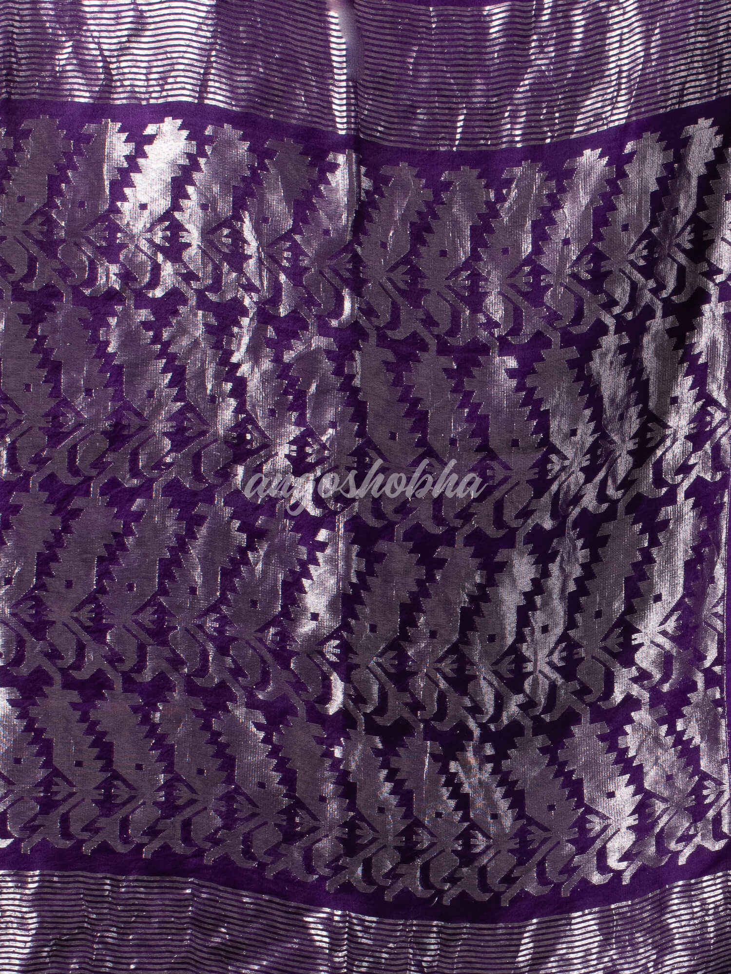 Traditional Purple Muslin Silk Zari Work Handloom Saree