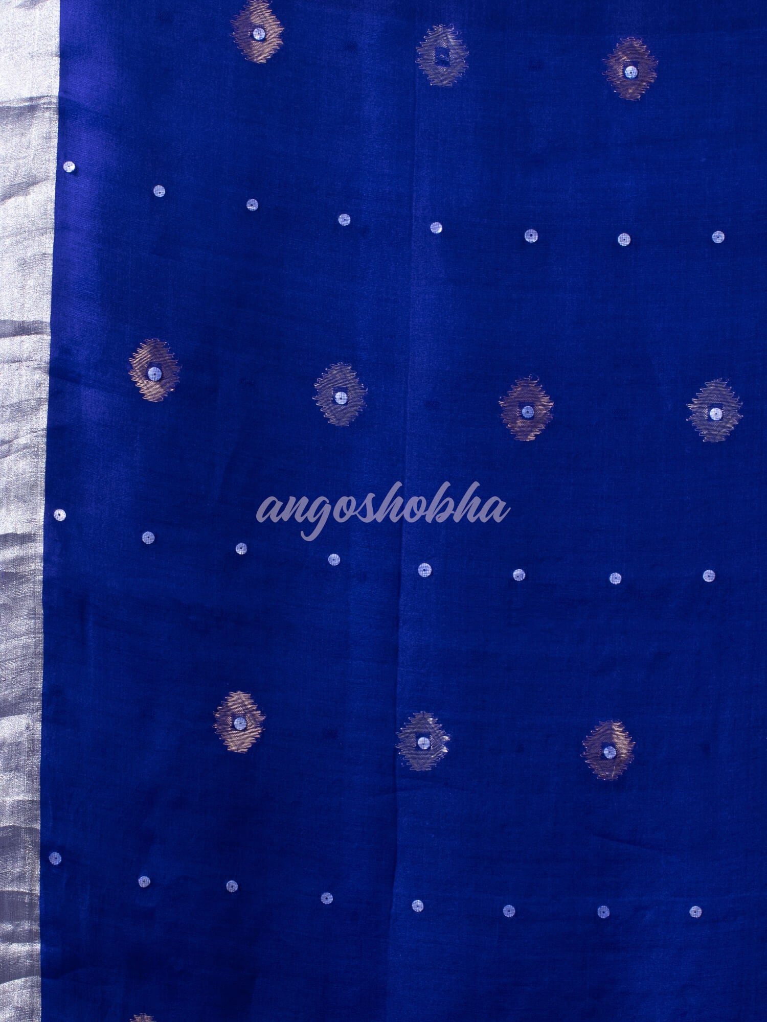 Traditional Royal Blue Muslin Silk Zari Work Handloom Saree