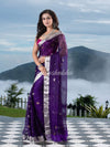 Traditional Purple Muslin Silk Zari Work Handloom Saree