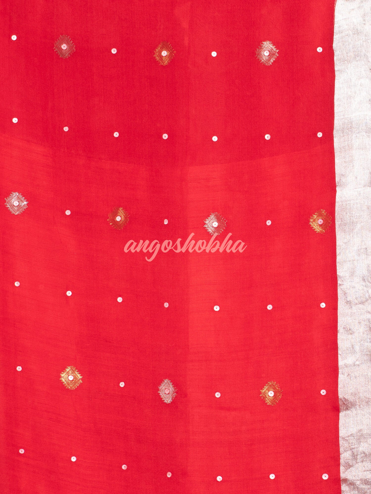 Traditional Red Muslin Silk Zari Work Handloom Saree