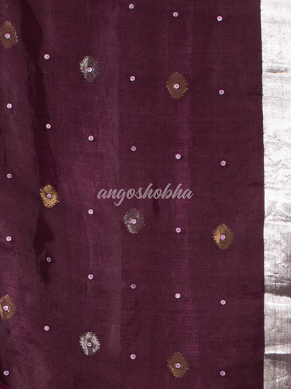 Traditional Brown  Muslin Silk Zari Work Handloom Saree