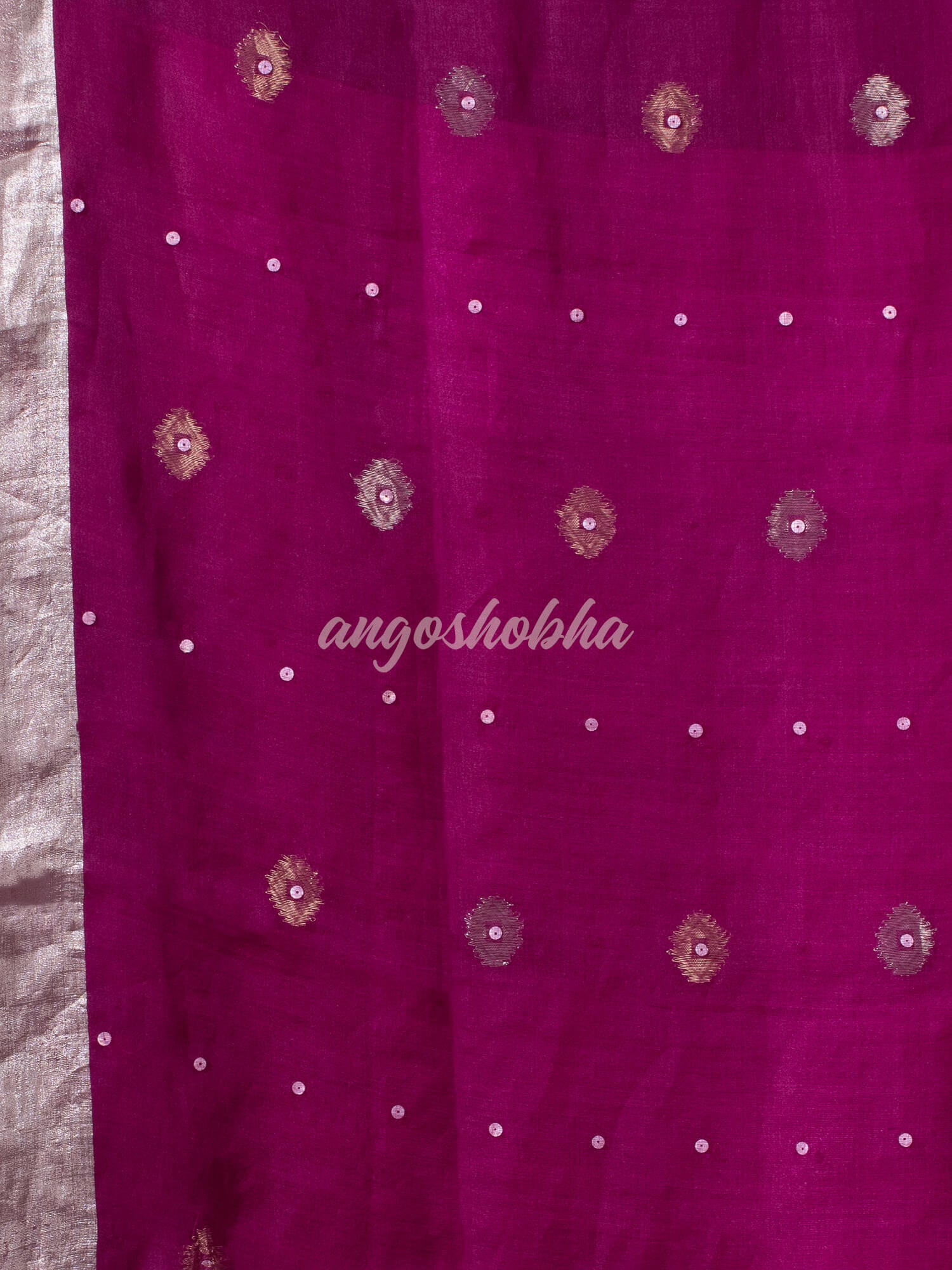 Traditional Magenta Muslin Silk Zari Work Handloom Saree