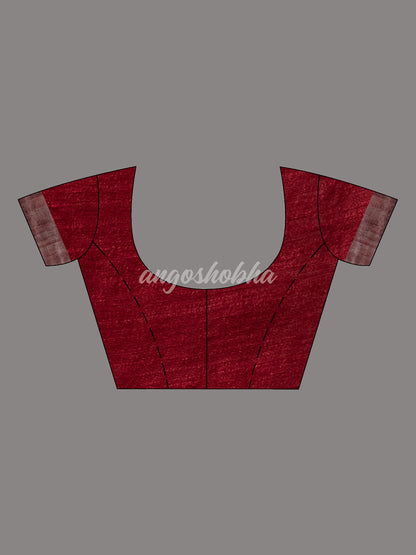 Traditional Maroon Muslin Silk Zari Work Handloom Saree
