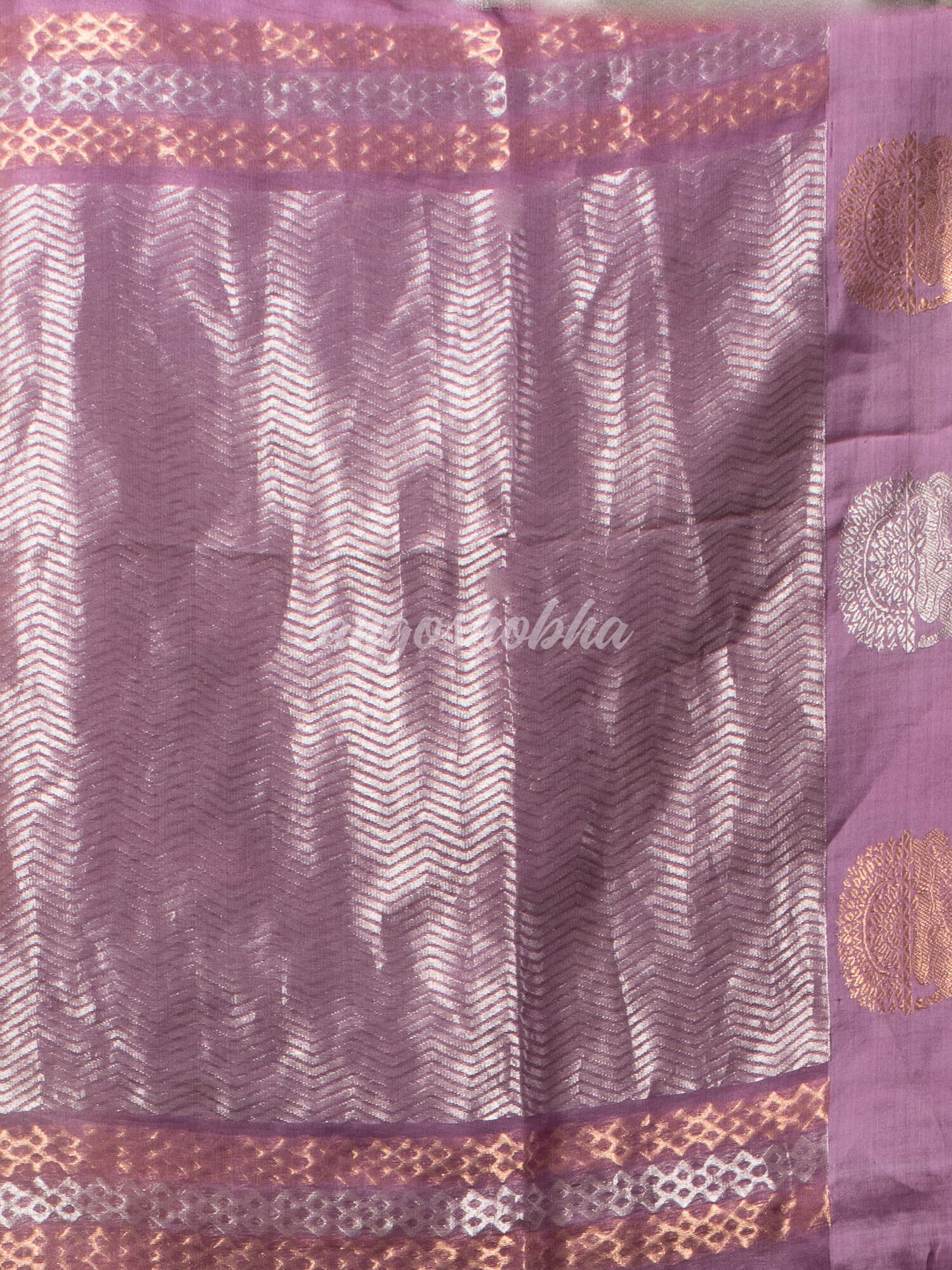 Lilac Purple Pure Muslin Silk Handwoven Saree