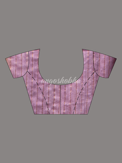 Lilac Purple Pure Muslin Silk Handwoven Saree
