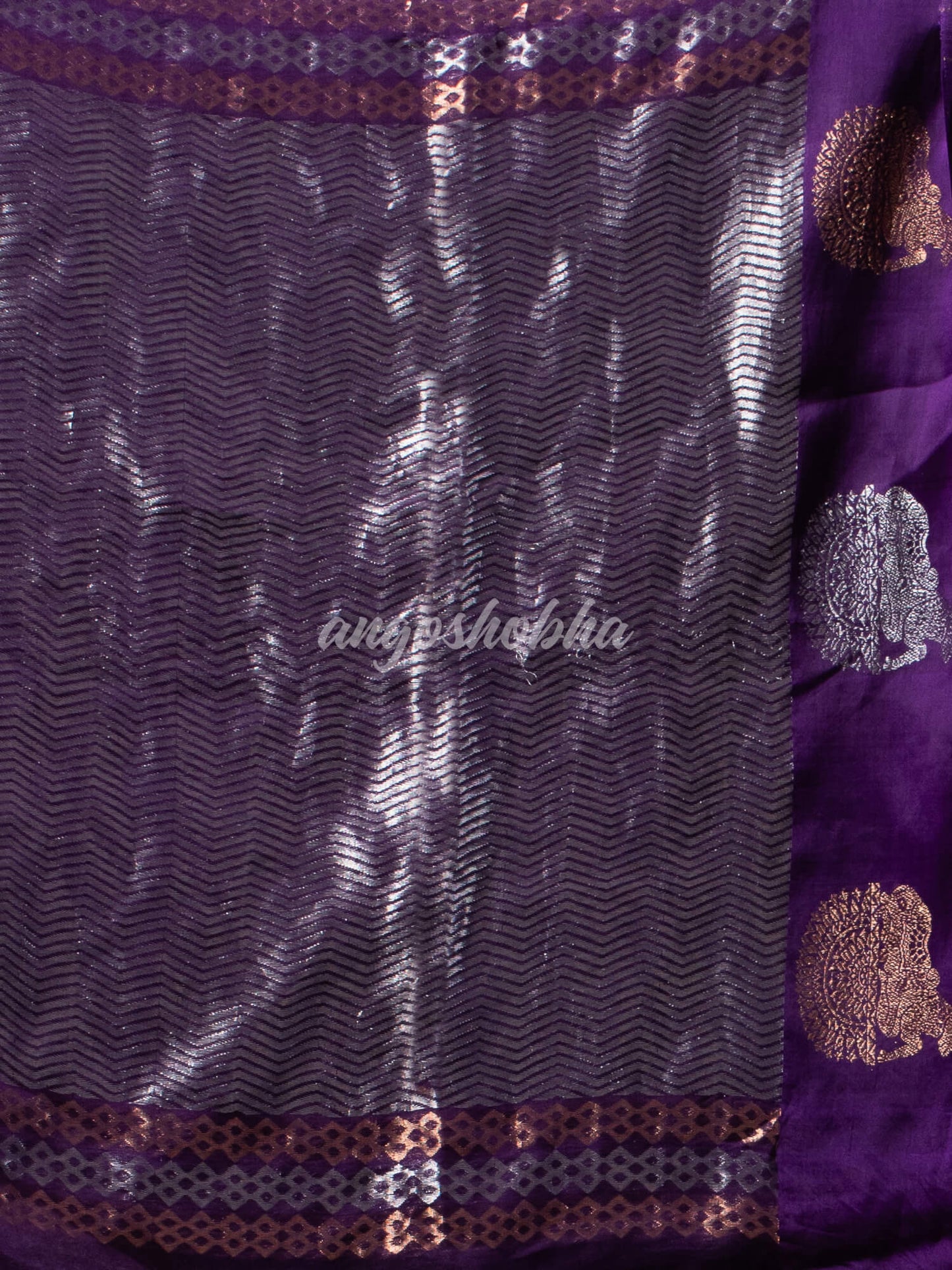 Purple Pure Muslin Silk Handwoven Saree