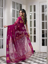Berry Magenta Pure Muslin Silk Handwoven Saree