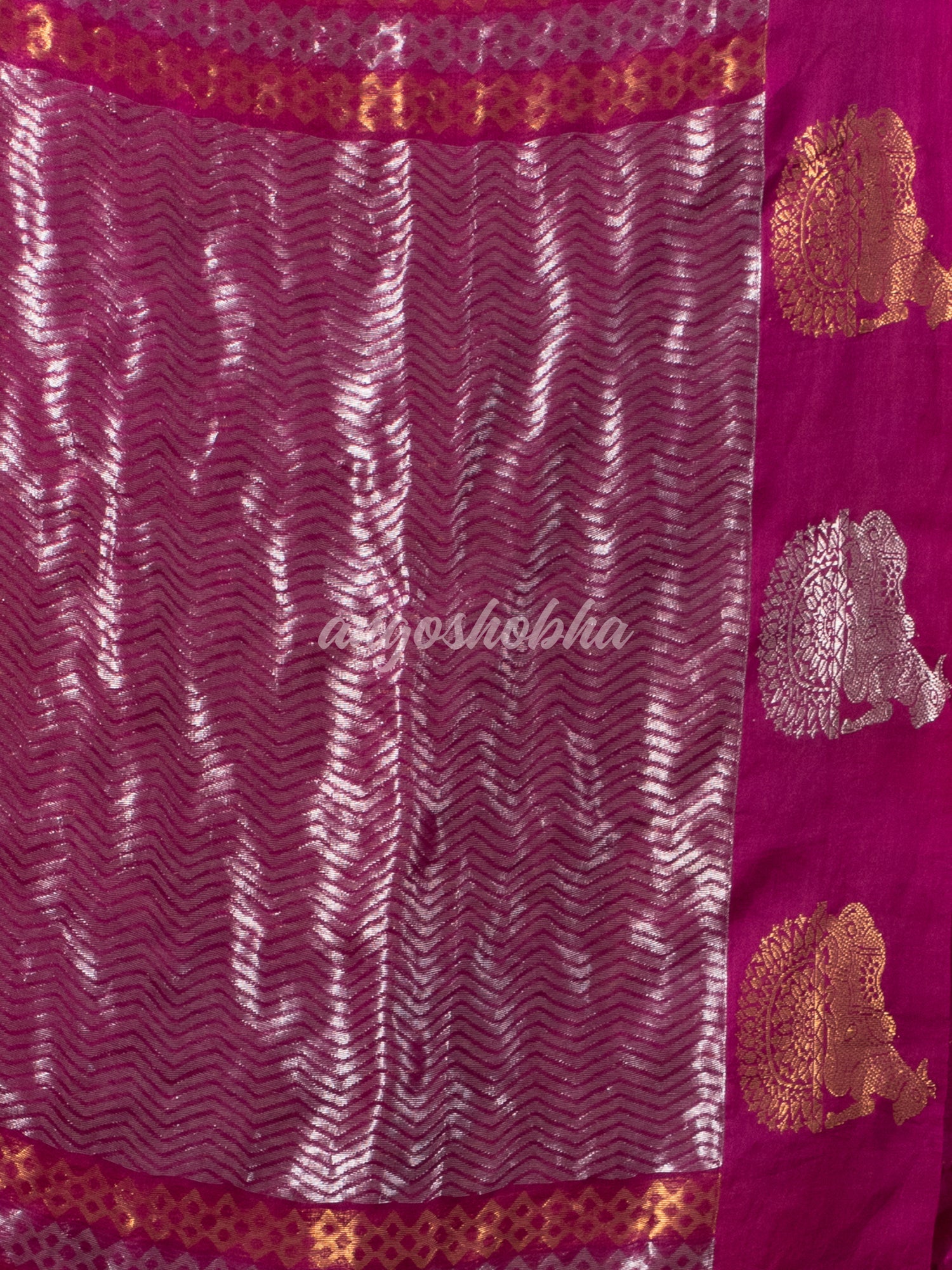 Berry Magenta Pure Muslin Silk Handwoven Saree