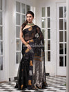 Black Pure Muslin Silk Handwoven Saree