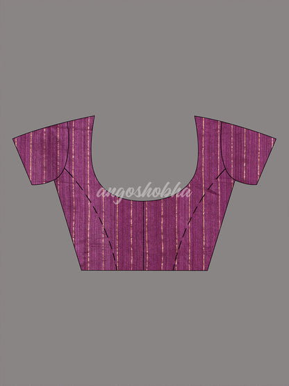 Boysenberry Pure Muslin Intricate Bird Design Border Handwoven Saree