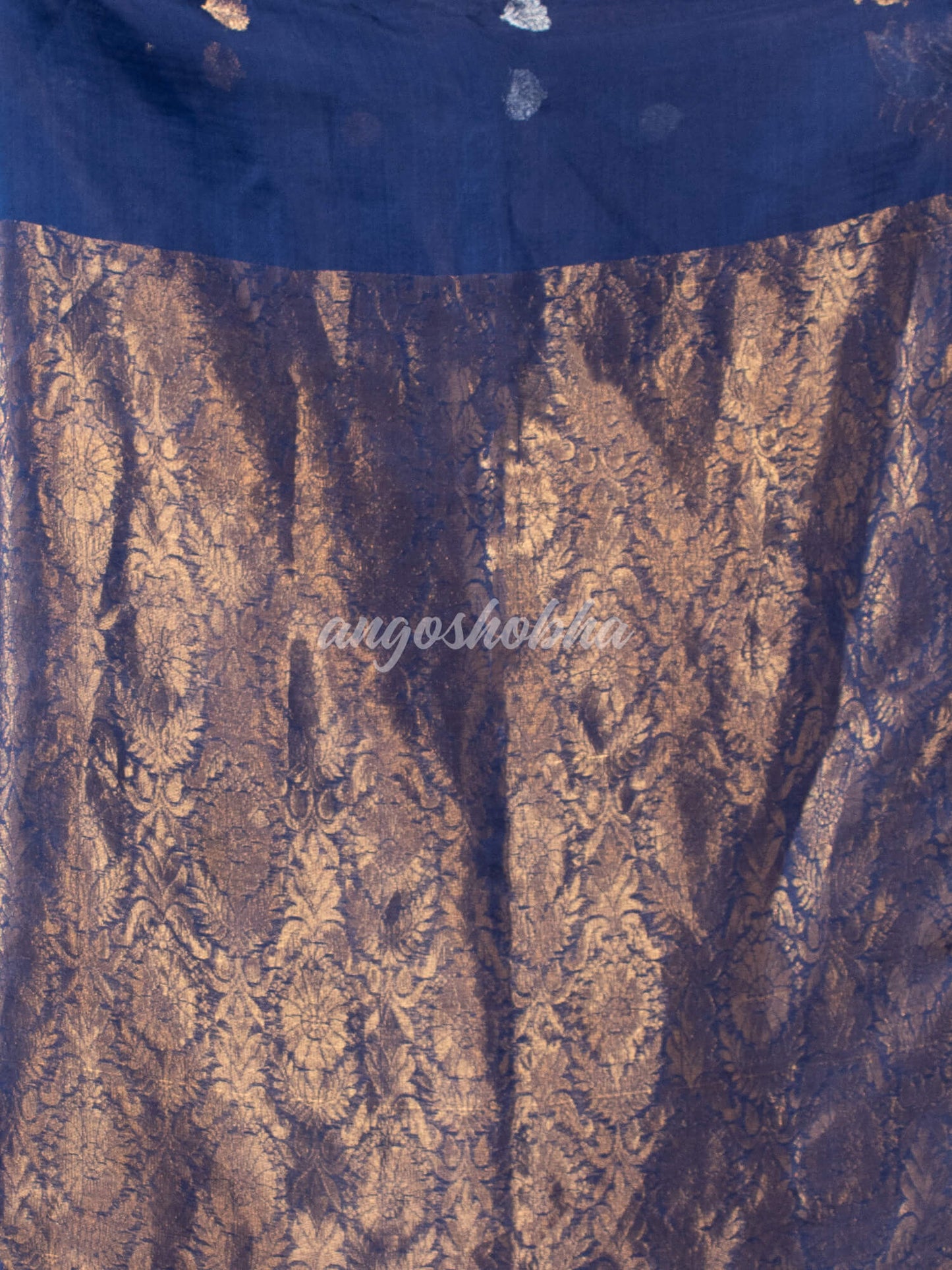 Visa Blue Pure Muslin Silk Leaf Motifs Textured Handwoven Saree