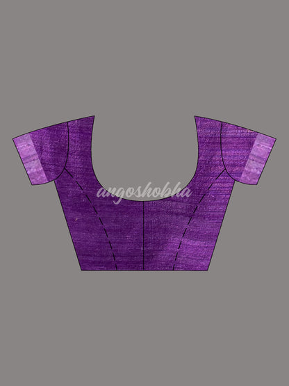 Violet Pure Muslin Silk Leaf Motifs Textured Handwoven Saree