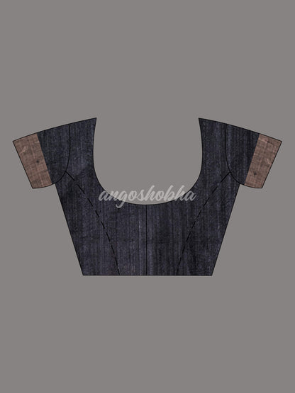 Black Matka Silk Light Golden Border Handwoven Saree