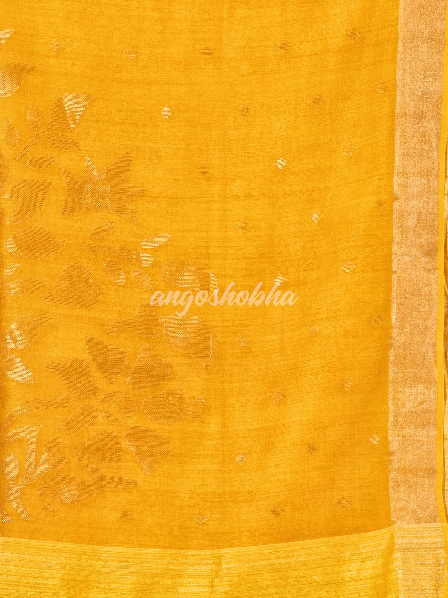 Yellow Matka Silk Light Golden Border Handwoven Saree