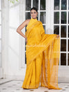 Yellow Matka Silk Light Golden Border Handwoven Saree