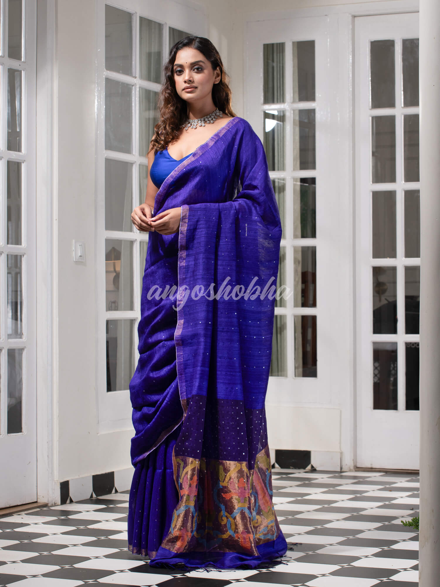 Royal Blue Paithani Matka Silk Handwoven Saree