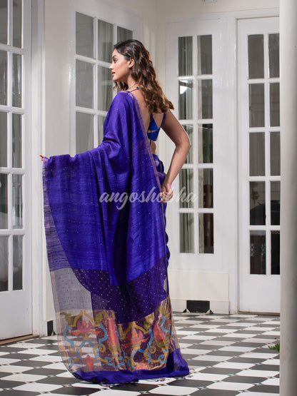 Royal Blue Paithani Matka Silk Handwoven Saree