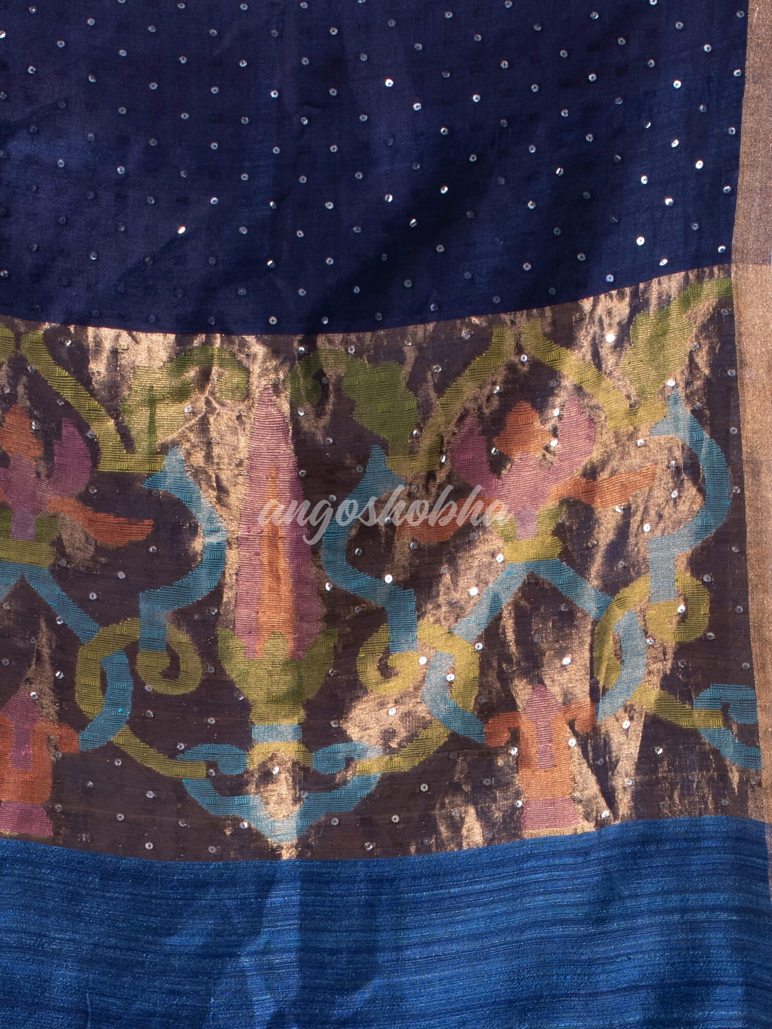 Ultramarine Paithani Matka Silk Handwoven Saree