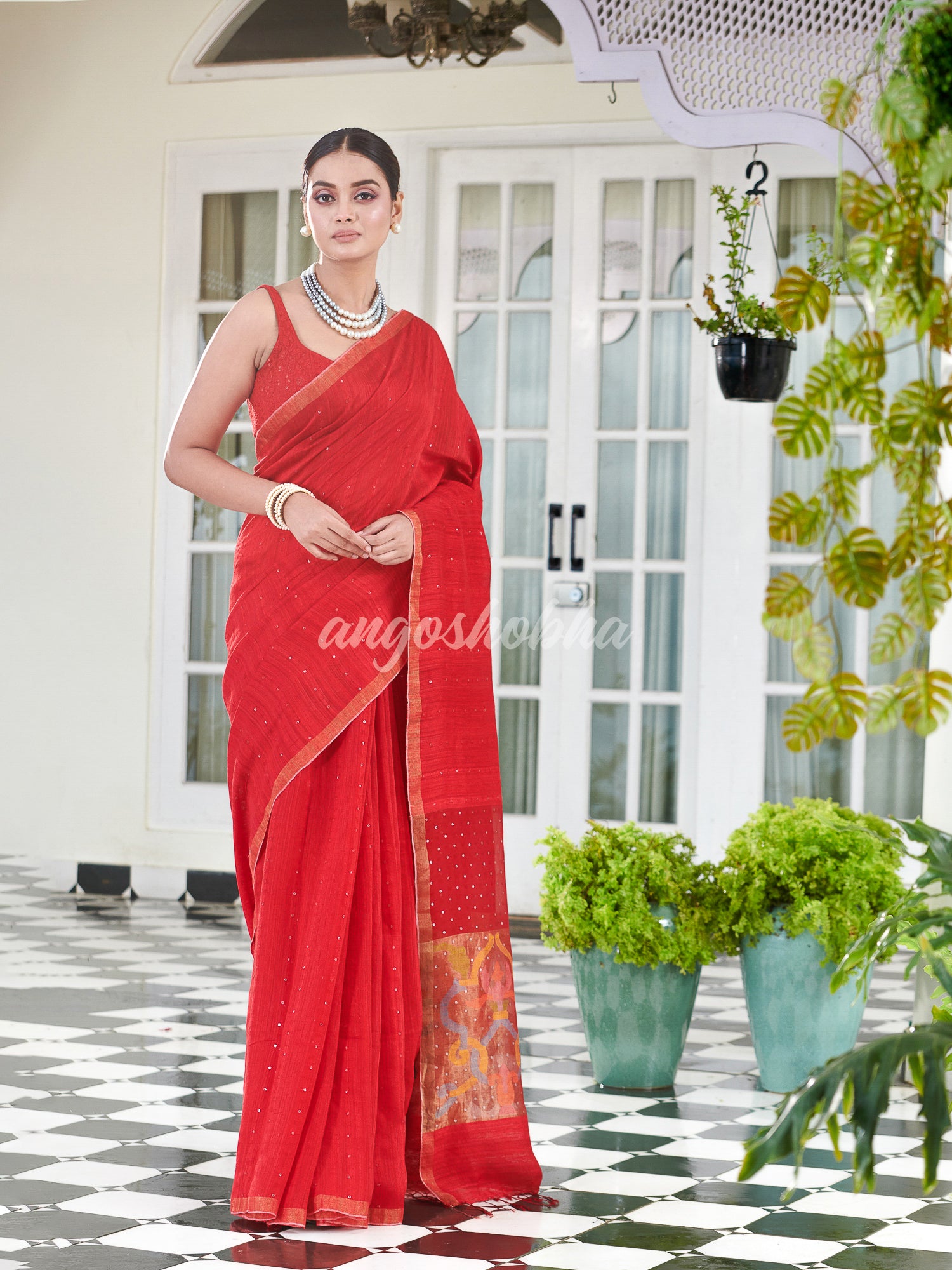 Red Paithani Matka Silk Handwoven Saree