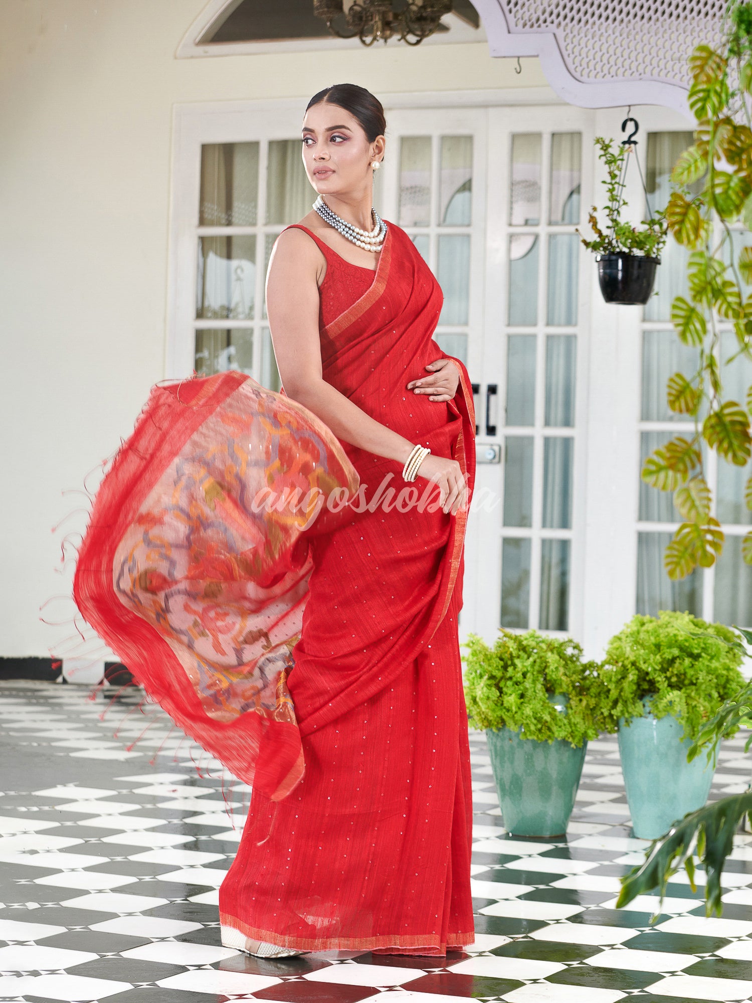 Red Paithani Matka Silk Handwoven Saree