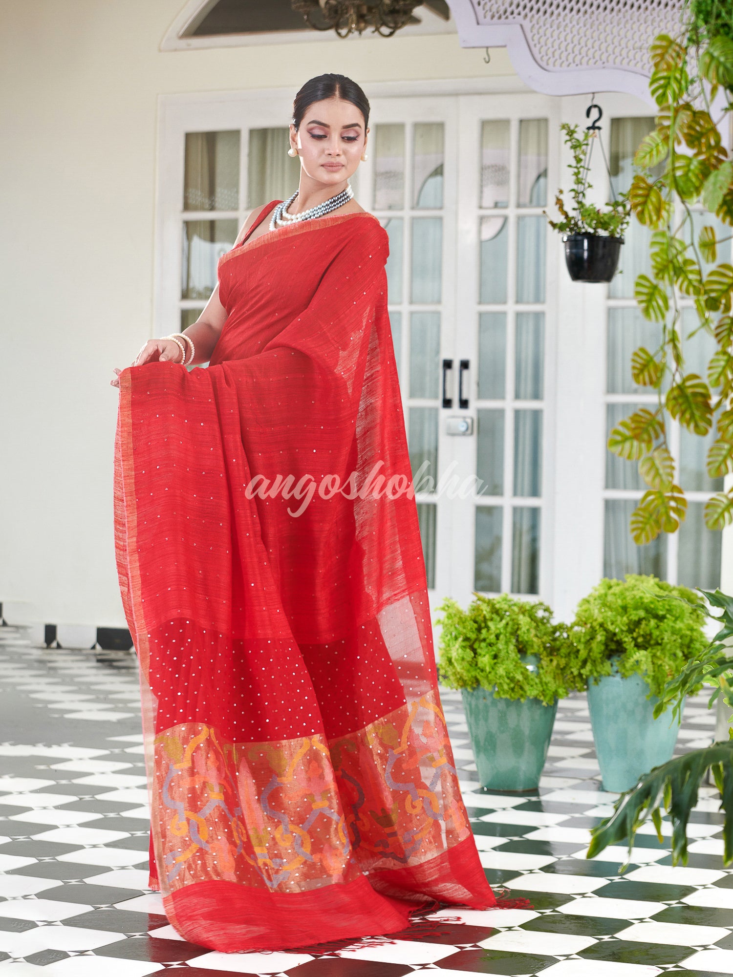 Red Paithani Matka Silk Handwoven Saree
