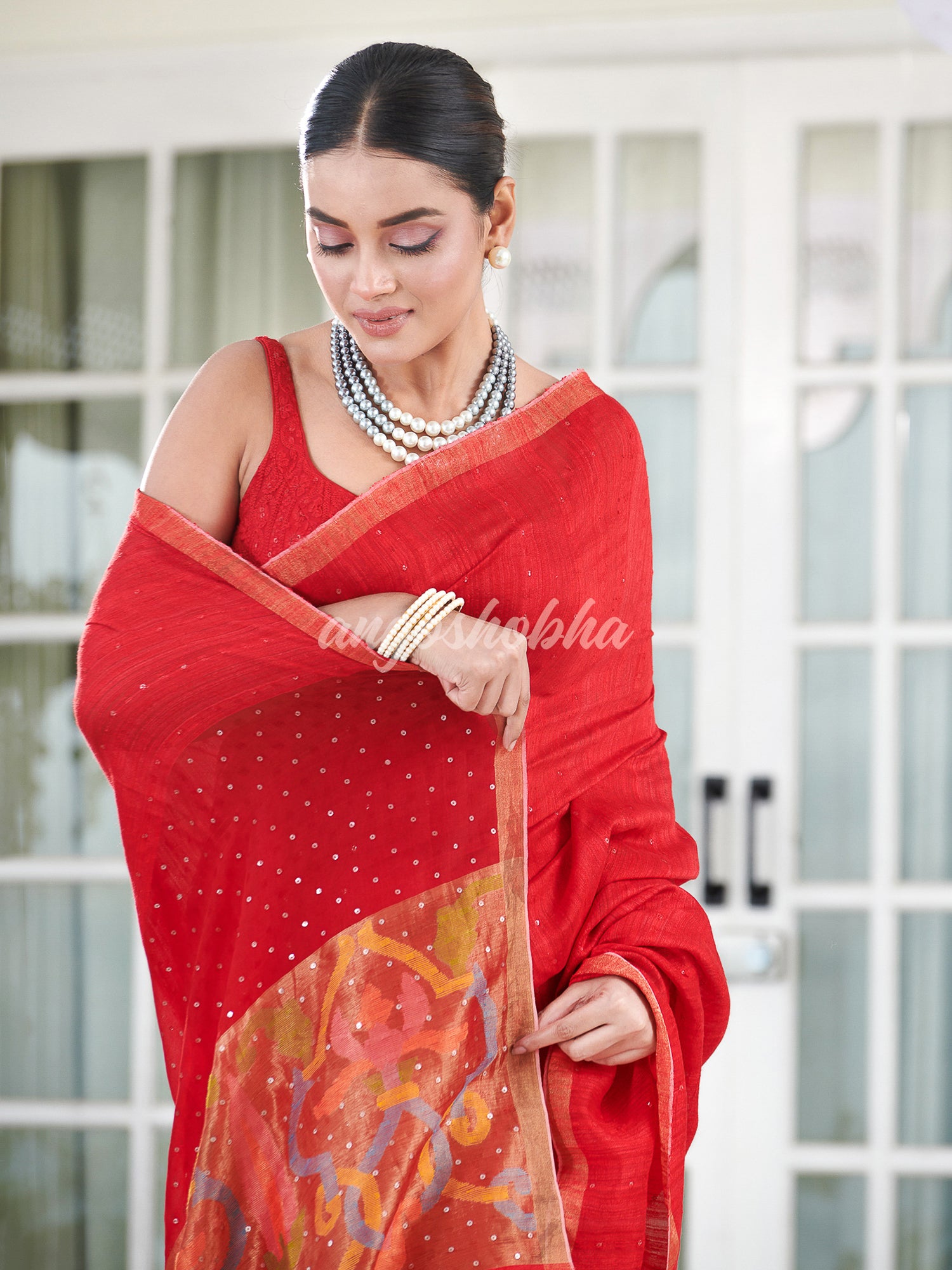 Red Paithani Matka Silk Handwoven Saree