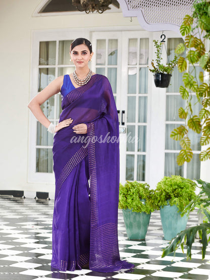 Purple Muslin Silk Handloom Saree