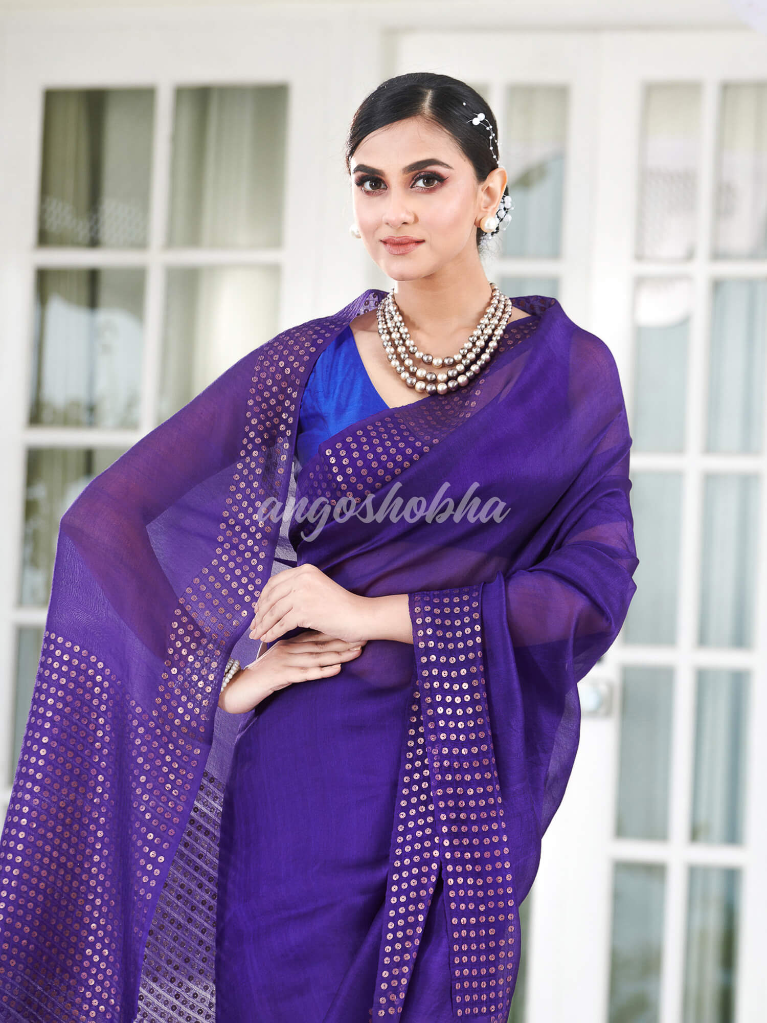 Purple Muslin Silk Handloom Saree