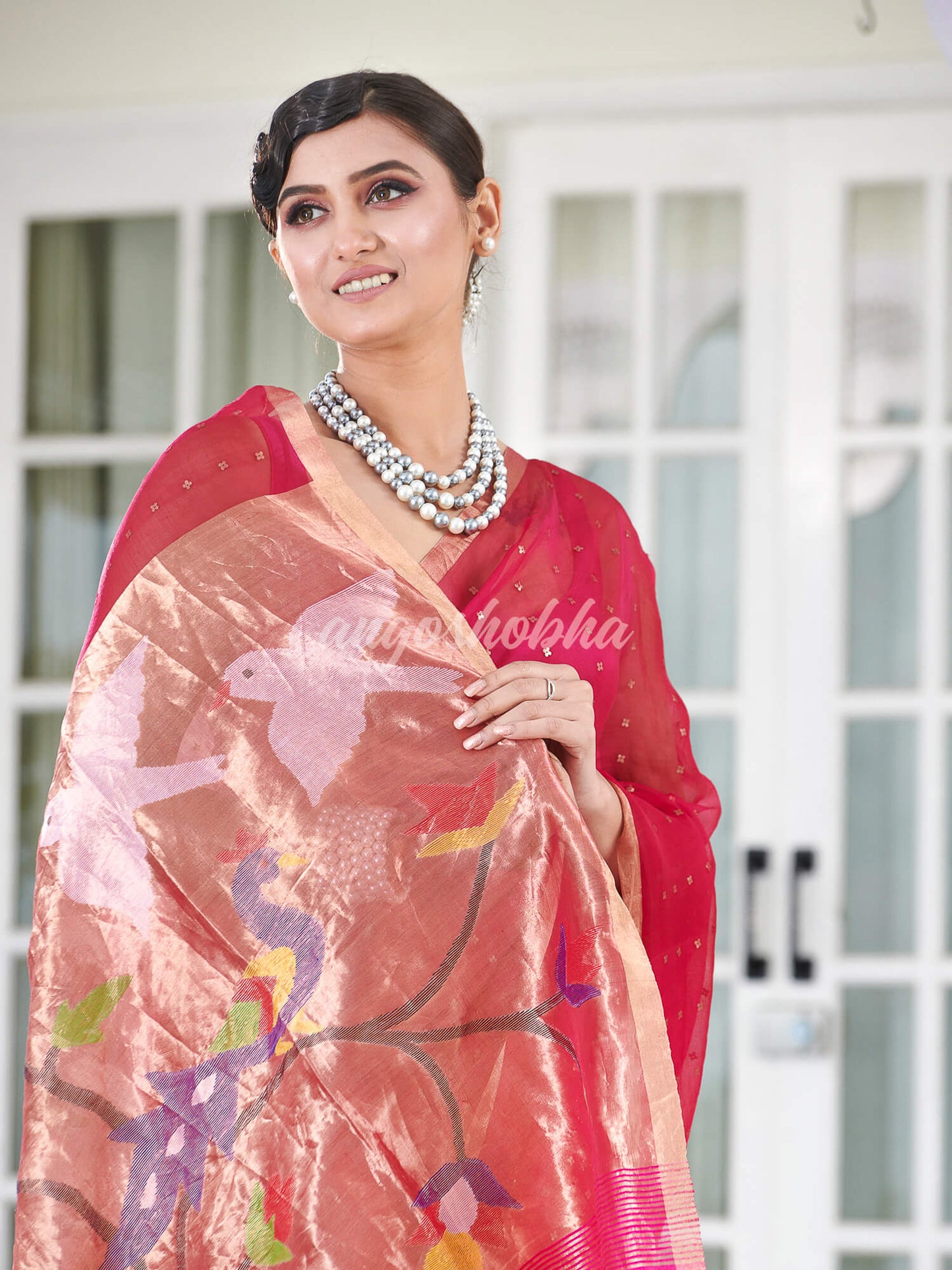 Bright Pink Paithani Muslin Silk Handwoven Saree