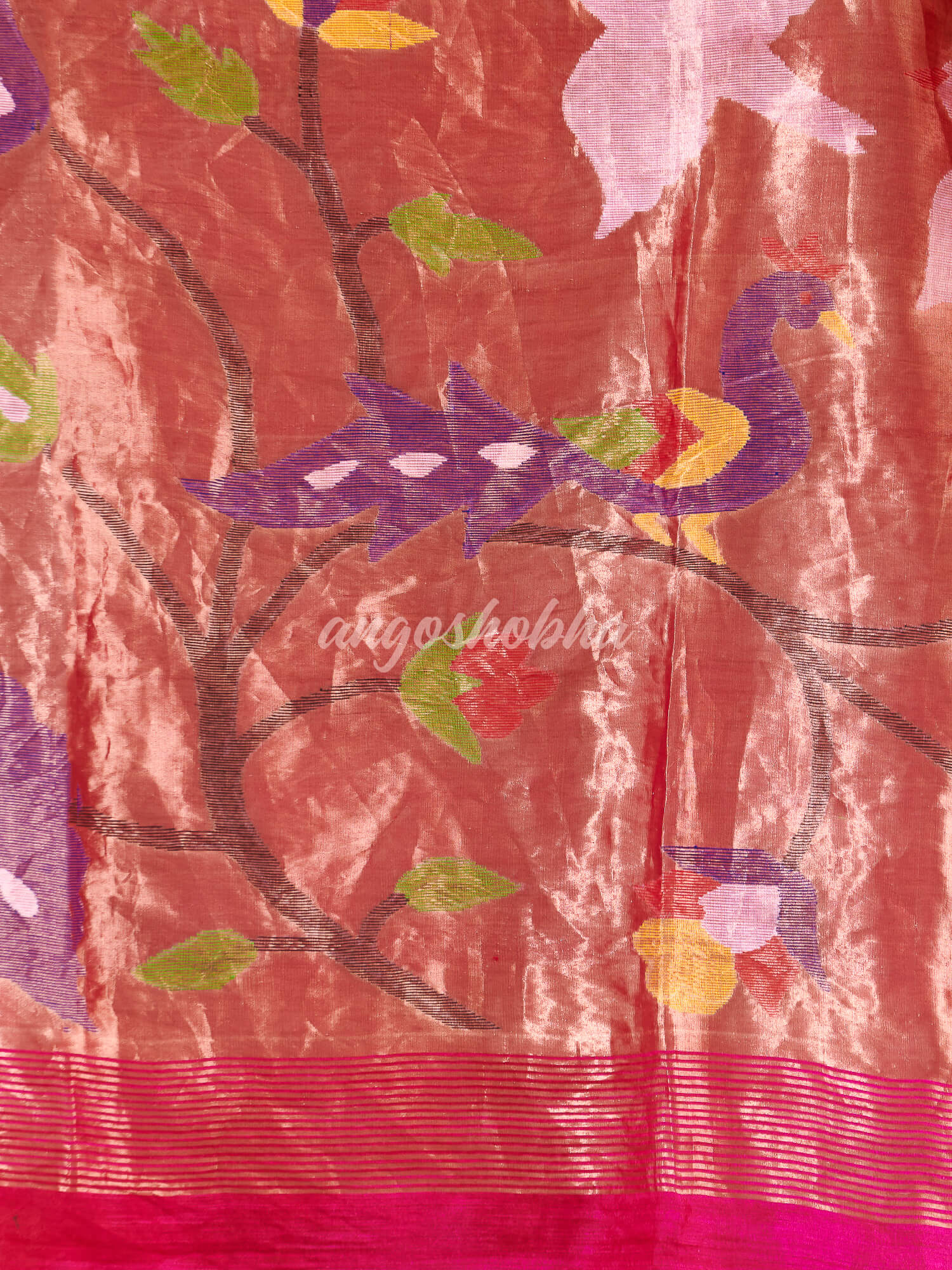 Bright Pink Paithani Muslin Silk Handwoven Saree