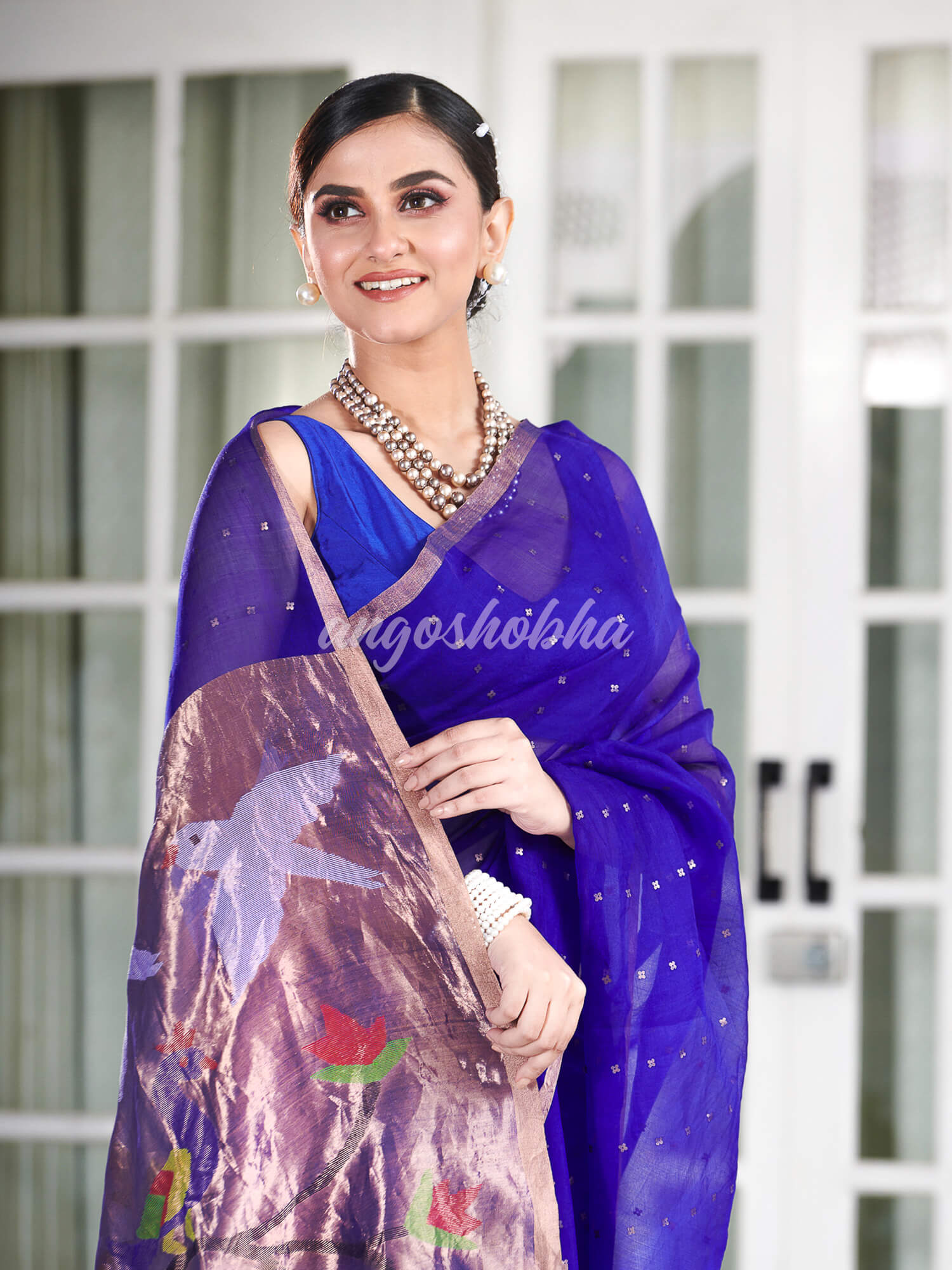 Blue Paithani Muslin Silk Handwoven Saree