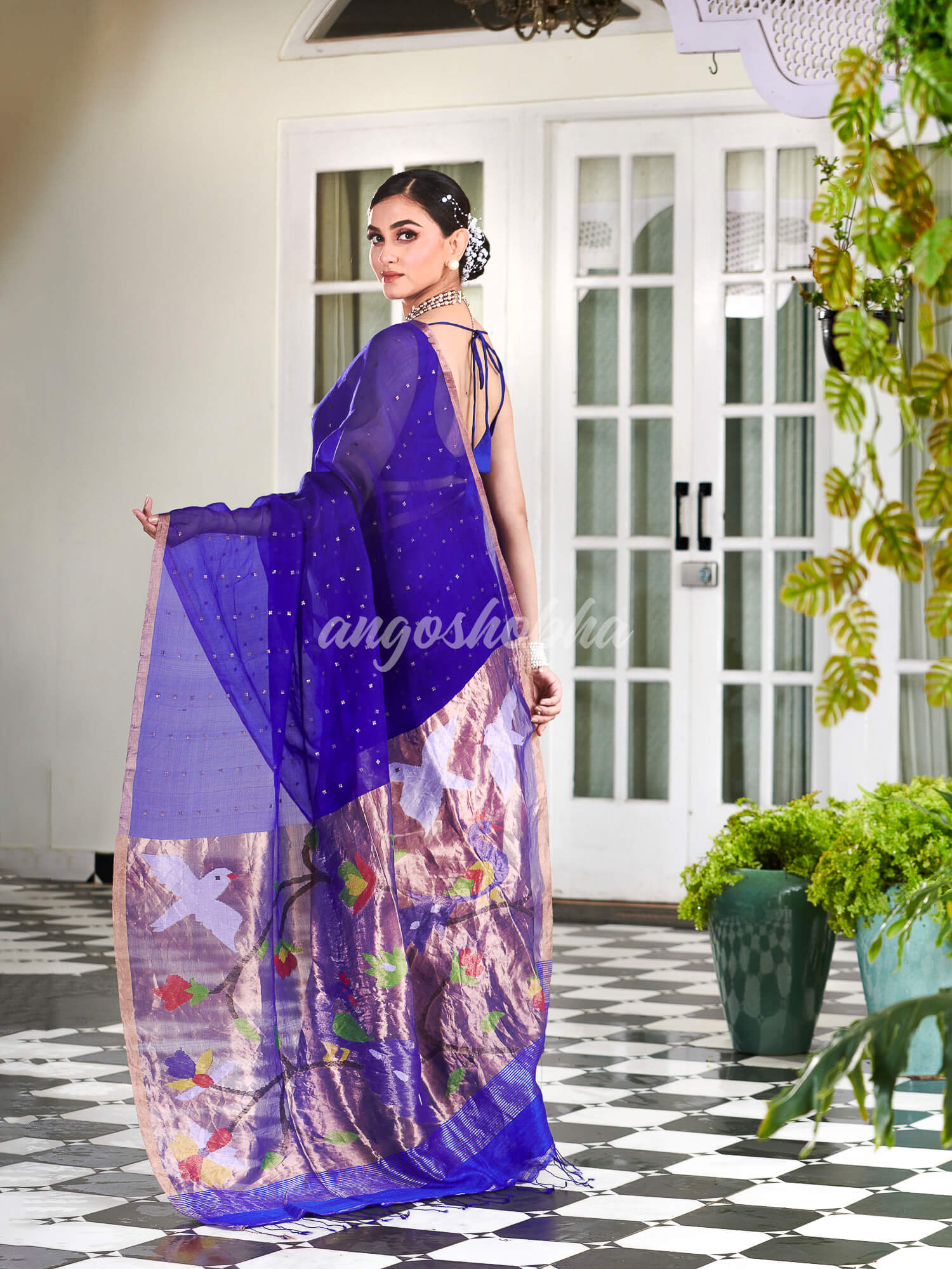 Blue Paithani Muslin Silk Handwoven Saree