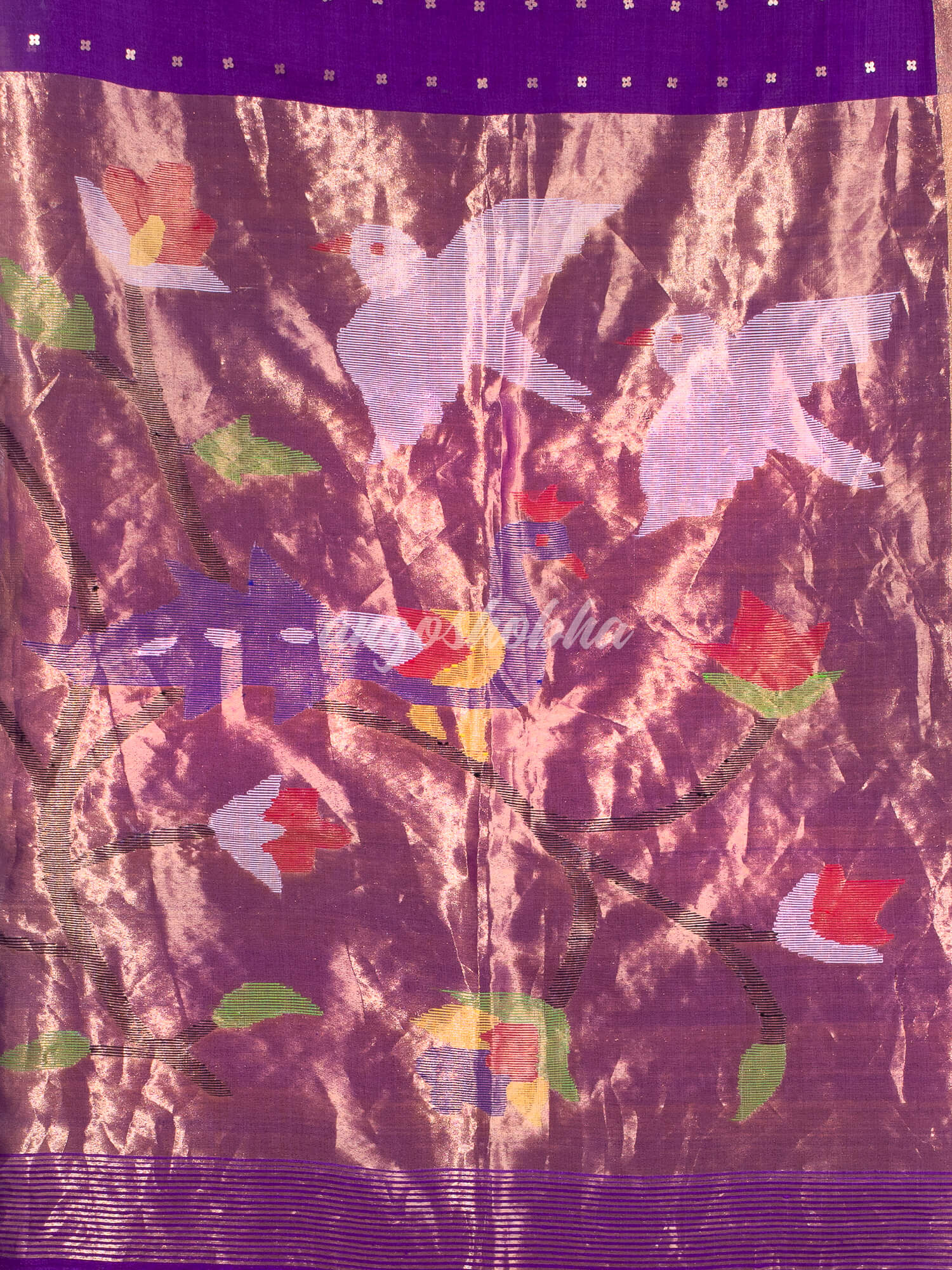 Purple Paithani Muslin Silk Handwoven Saree